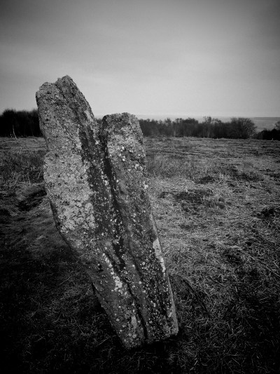 A standing stone on the summit of Mynydd Llwyd – the Grey Hill.
