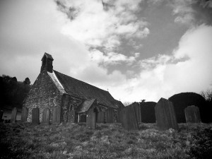 The church at Llanymawddwy, in the valley that inspired Alan Garner's 'The Owl Service'.